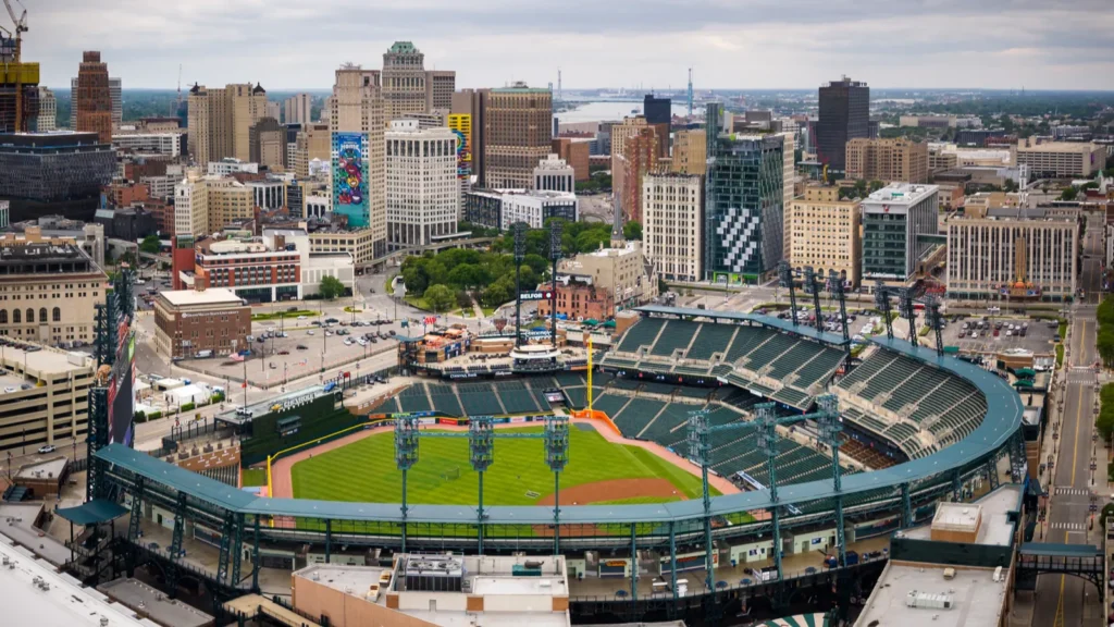 Aerial view of a Baseball stadium
