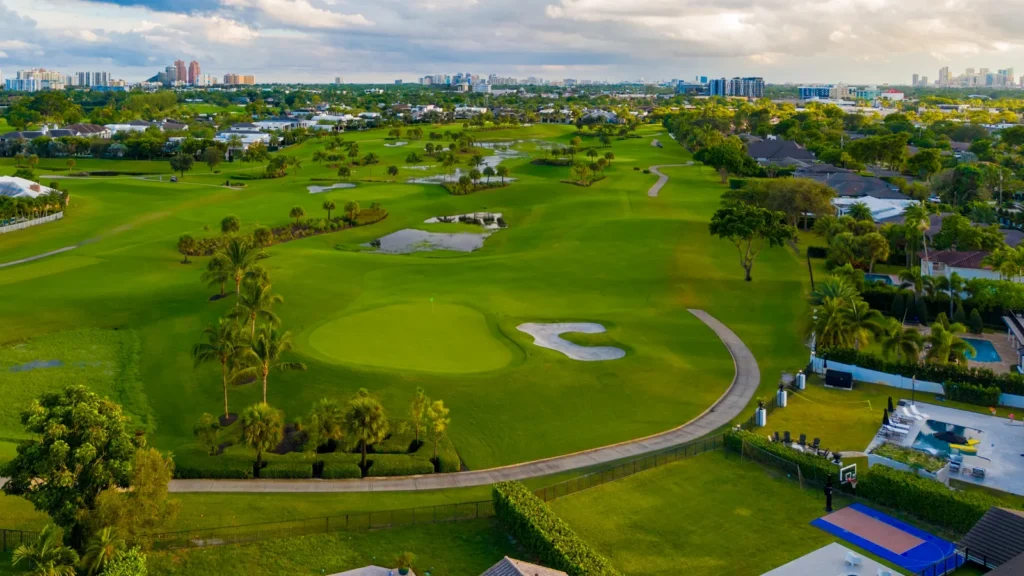 Aerial view of a golf club