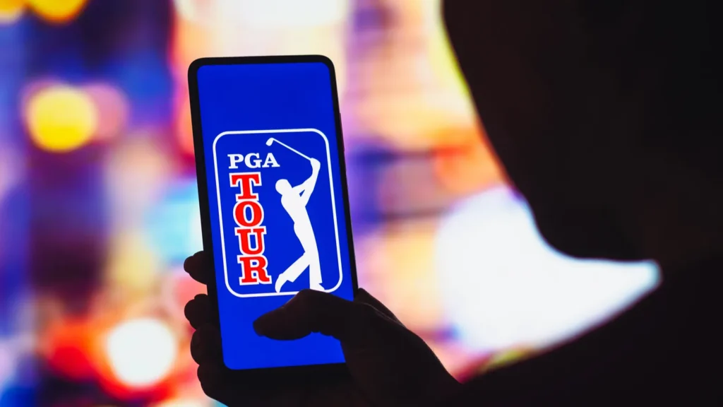 PGA tour logo on a mobile screen