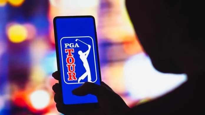 PGA tour logo on a mobile screen PGA tour logo on a mobile screen