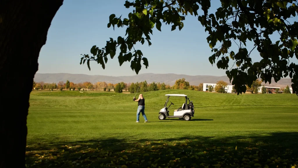 kachreti georgia  november 9 2019 golfer taking a swing