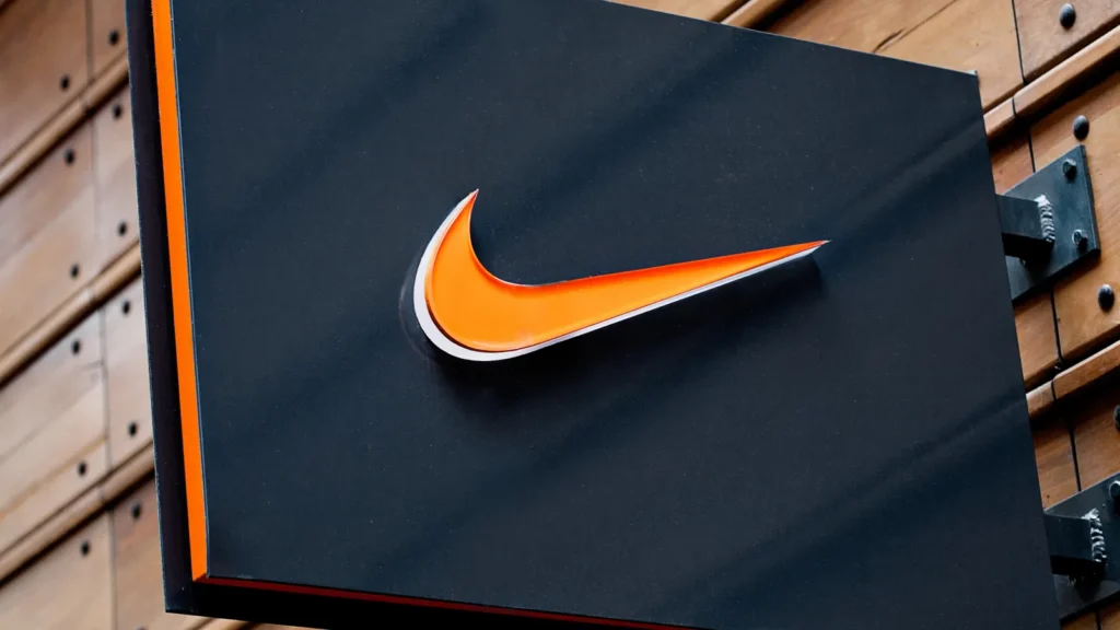 Nike logo in front of a store