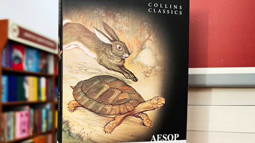 lviv ukraine  february 20 2025 aesops fables book on
