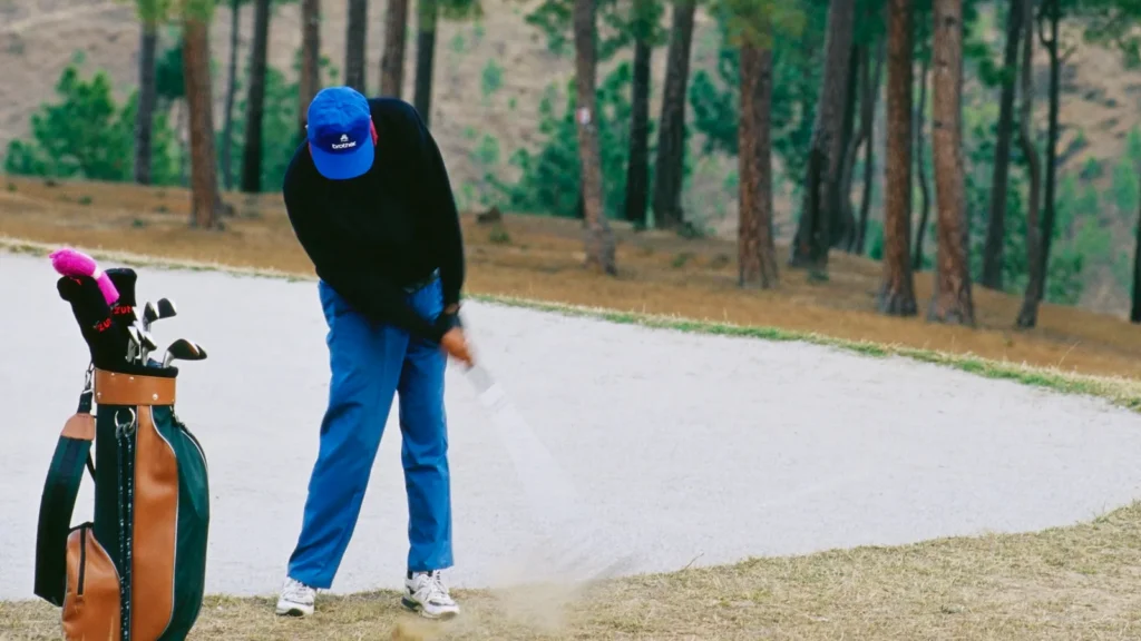 man played golf shot on golf course ranikhet uttar pradesh