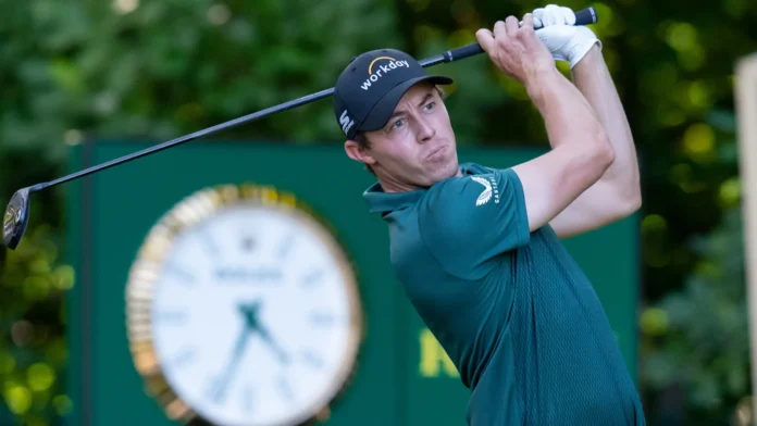 Matt Fitzpatrick in action during a golf game.