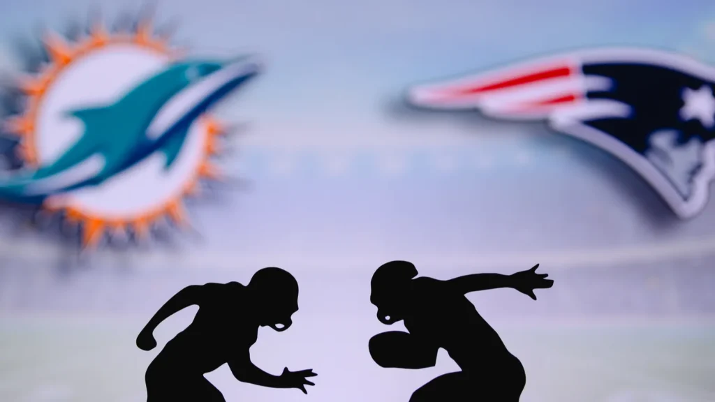 miami dolphins vs new england patriots nfl match poster two