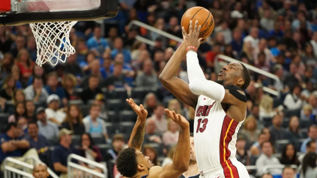 miami heats centerforward bam adebayo attempts to make a basket