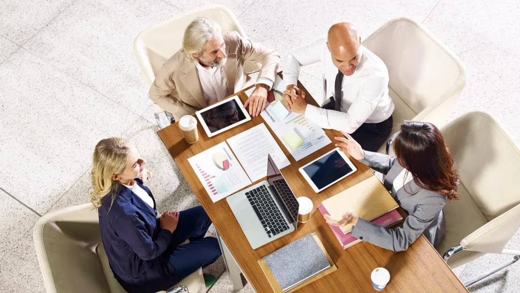 multinational and multiethnic corporate business people meeting