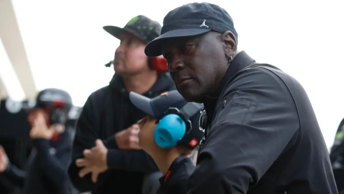 NASCAR team owner Michael Jordan watches his teams