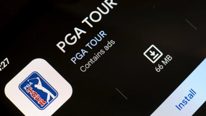 PGA tour app on a screen PGA tour app on a screen