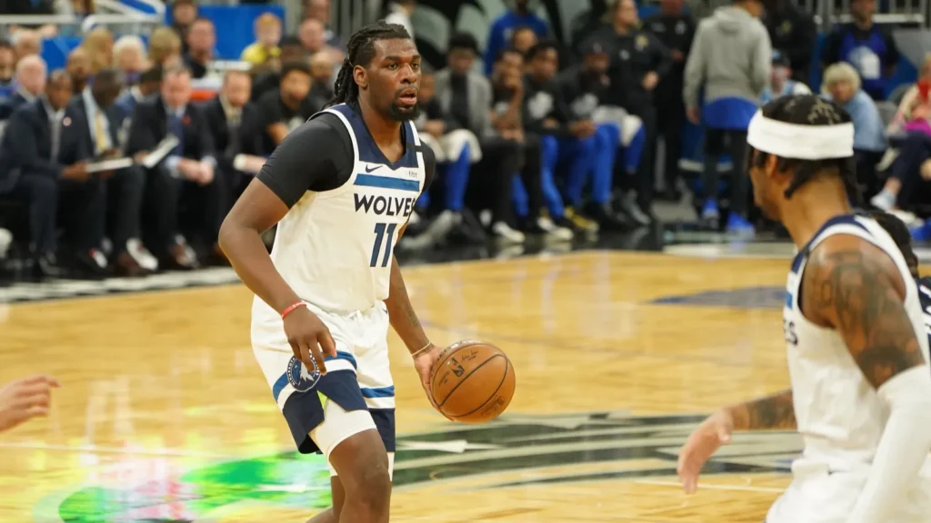 Minnesota Timberwolves' player Naz Reid in action on court.