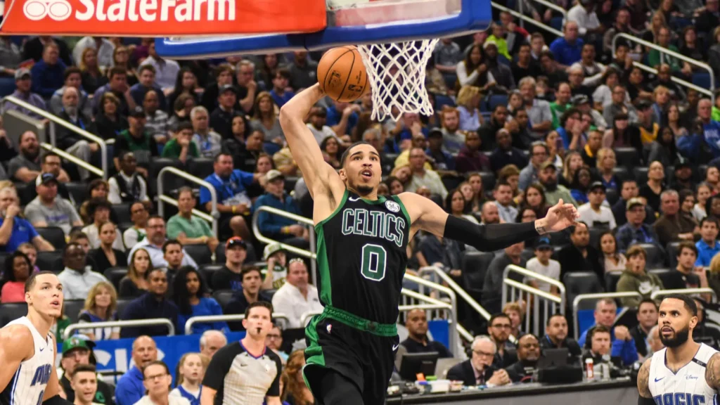 Jayson Tatum of Boston Celtics shooting basketball