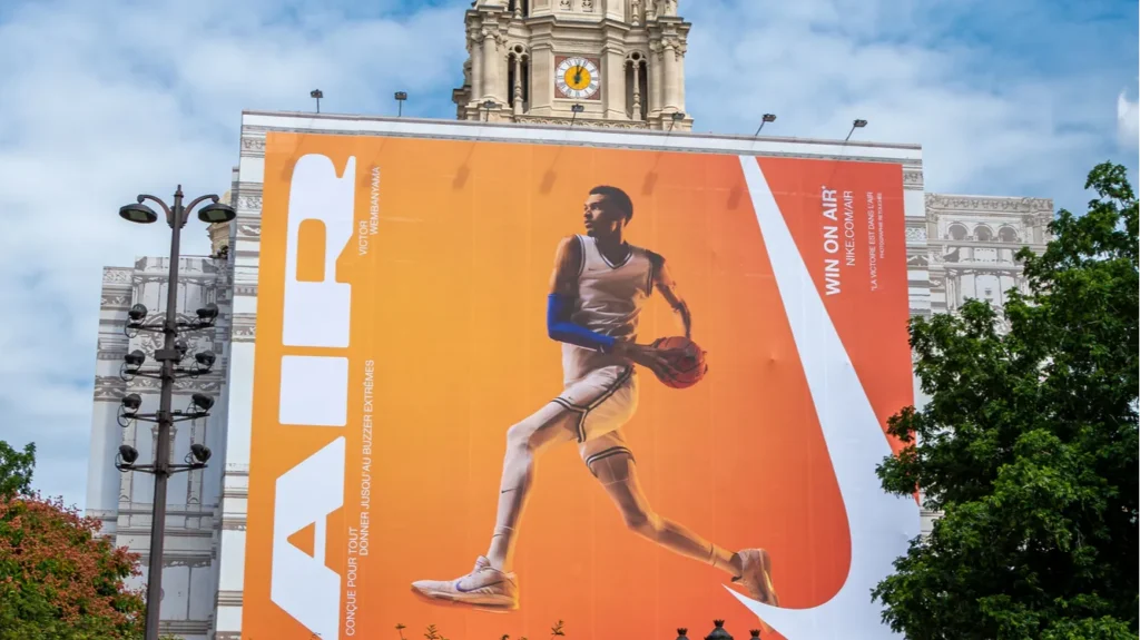 paris france july 25 2024 large advertising billboard for