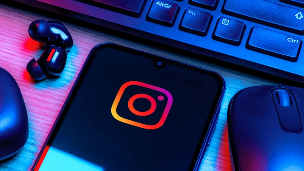 Instagram logo on a mobile phone screen