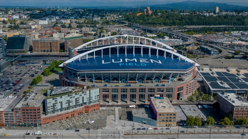Sep 05 2023Seattle WA Aerial View of Lumen Field home of the National Football Leagues Seattle Seahawks