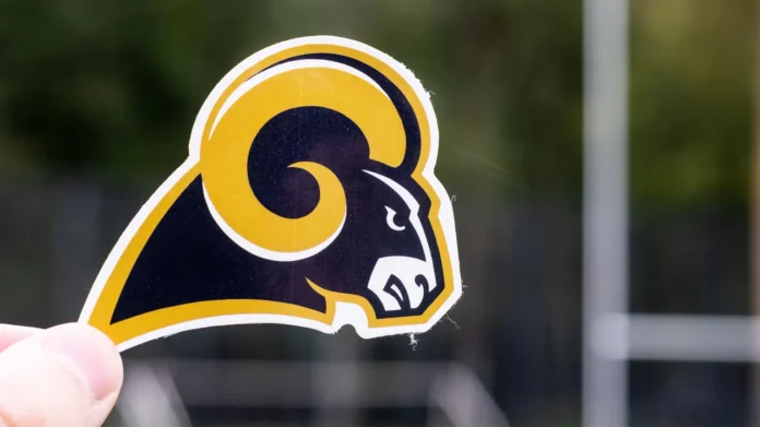 A sticker featuring the logo of the Los Angeles Rams