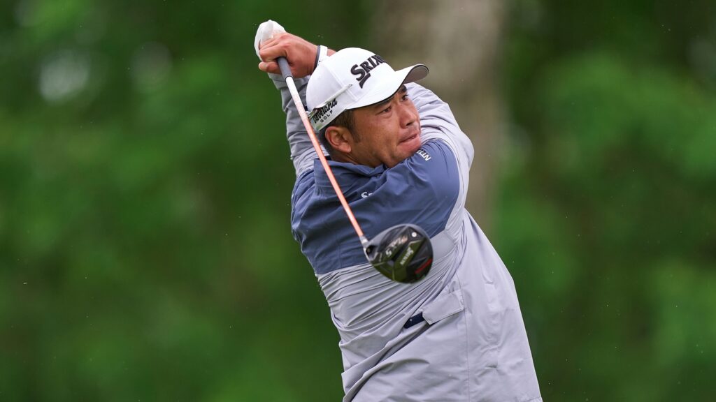 Hideki Matsuyama of Japan in action during a practice round