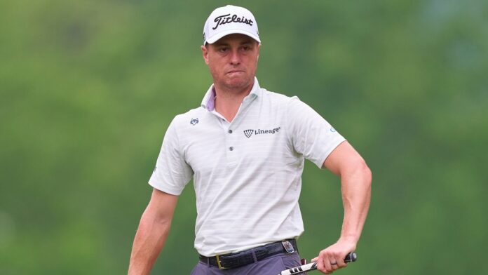 Justin,Thomas,Of,United,States,In,Action,During,A,Practice Justin Thomas at the golf club.