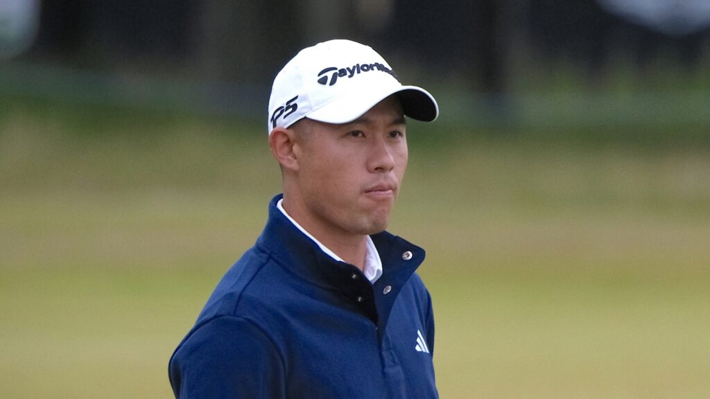 Professional golfer Collin Morikawa at a golf game.