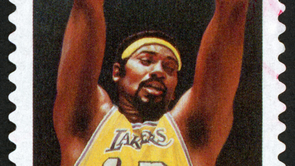 NBA Hall of Famer Wilt Chamberlain playing for the Los Angeles Lakers