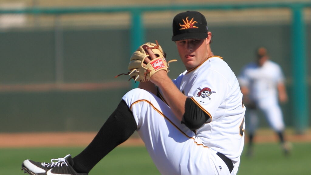 Gerrit Cole pitching for the Pittsburgh Pirates