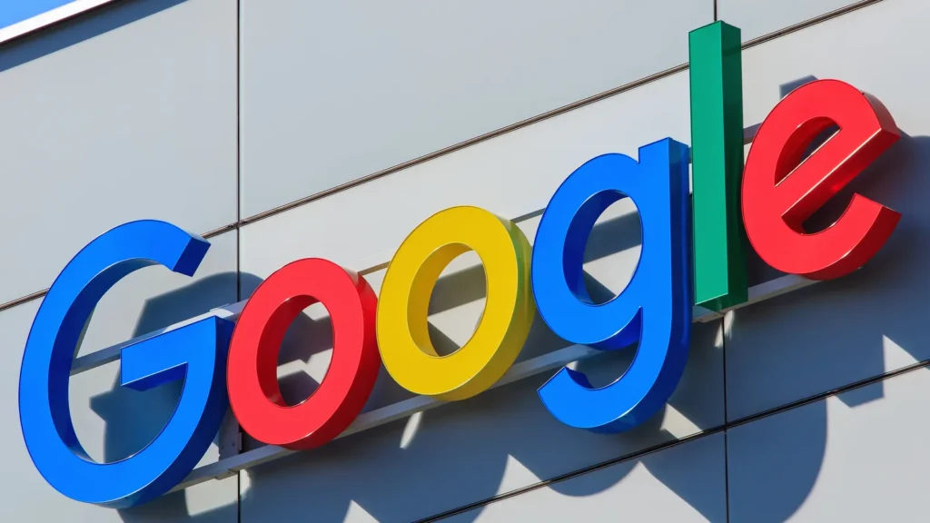 sign on the wall of the google office building in