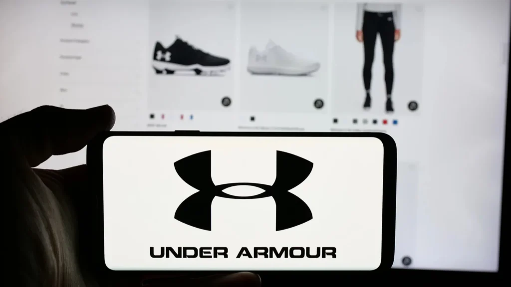 Cellphone screen with logo of Under Armour logo