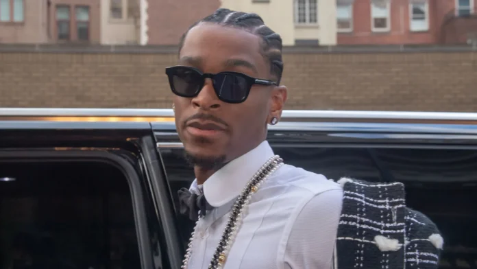 Shai Gilgeous Alexander wearing Thom Browne departs The Pierre Hotel for 2023 Met Gala