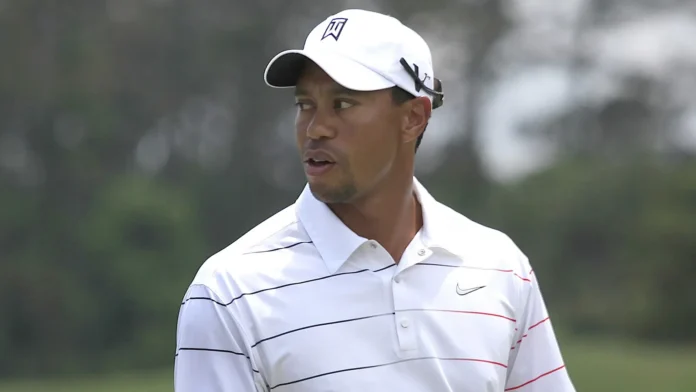 Tiger Woods on the field during a golf game.