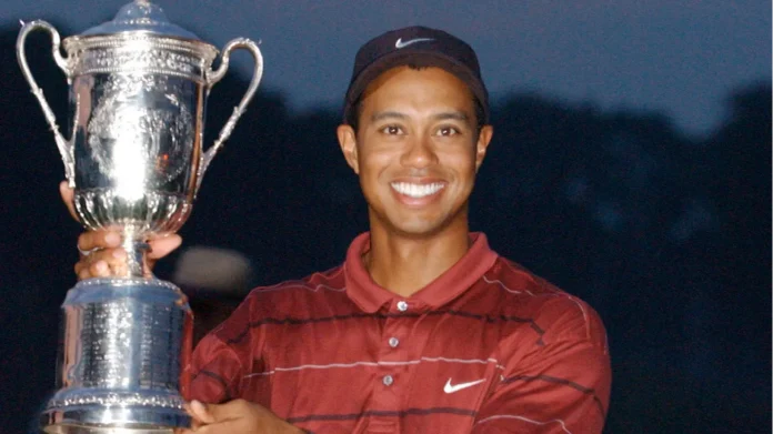 Tiger Woods celebrating