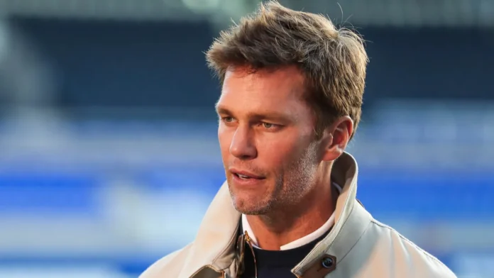 Tom Brady is interviewed prior to the Sky Bet League 1 match Birmingham City vs Wrexham at St Andrews Knighthead Park Birmingham United Kingdom 16th September 2024 Tom Brady is interviewed prior to the Sky Bet League match