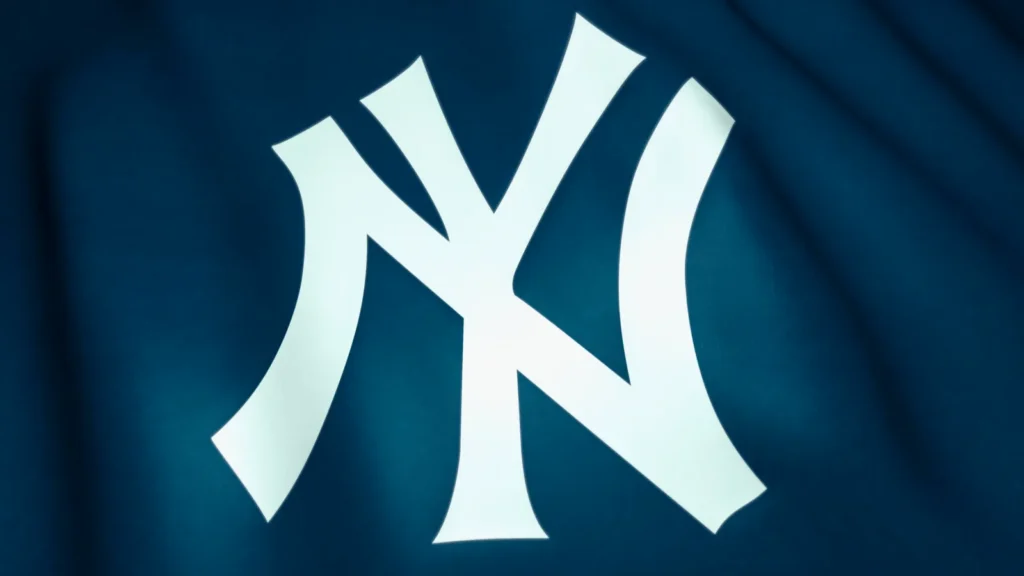 Waving blue flag with New York Yankees emblem