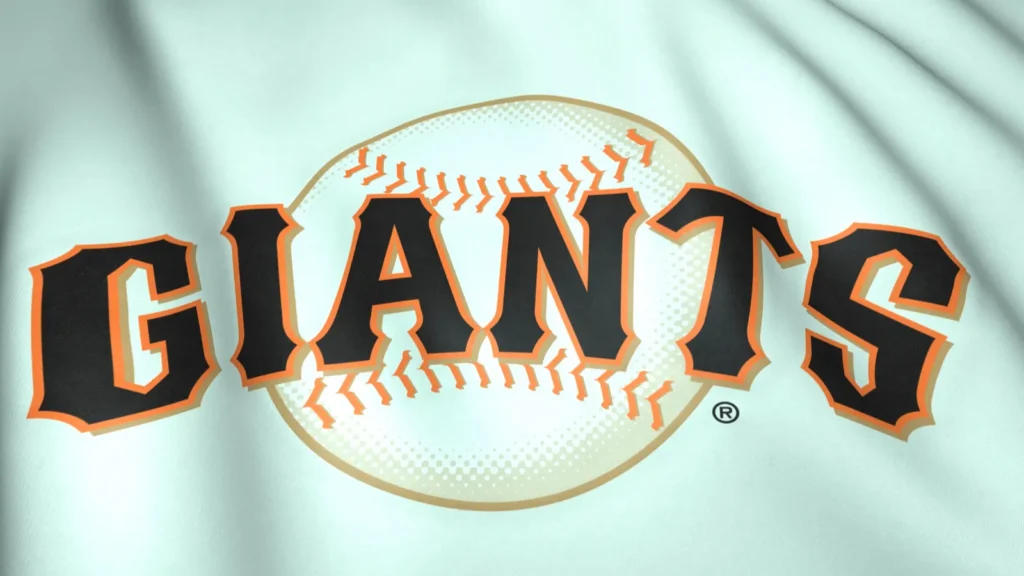 Waving flag with San Francisco Giants baseball team logo