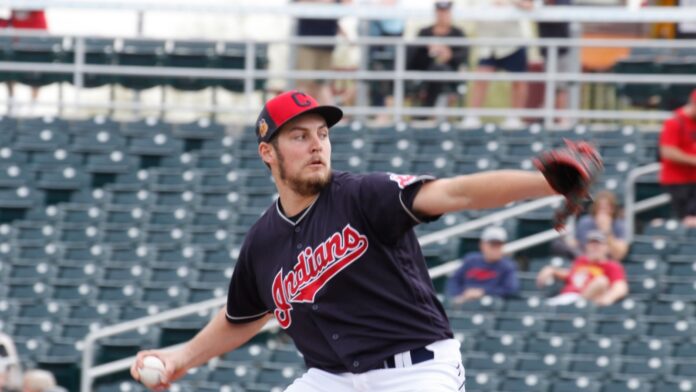 Trevor Bauer in action during a baseball game.