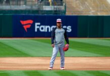 Jose Ramirez reaches historic games played mark with the Guardians Jose Ramirez at the baseball stadium during a match.