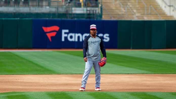 Jose Ramirez at the baseball stadium during a match.