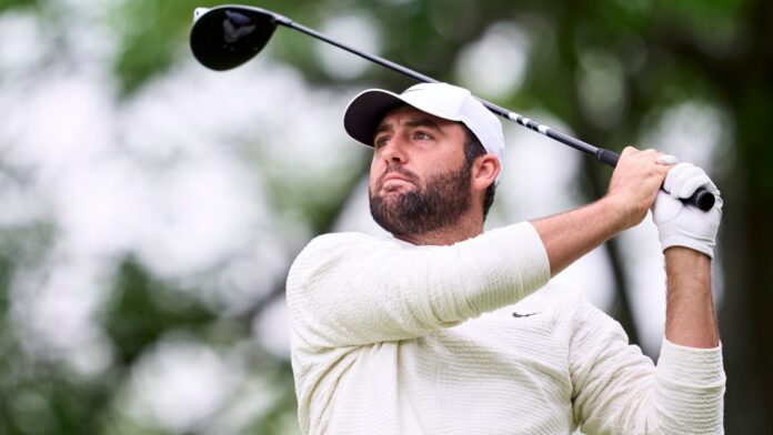 Scottie Scheffler in action during the PGA Championship
