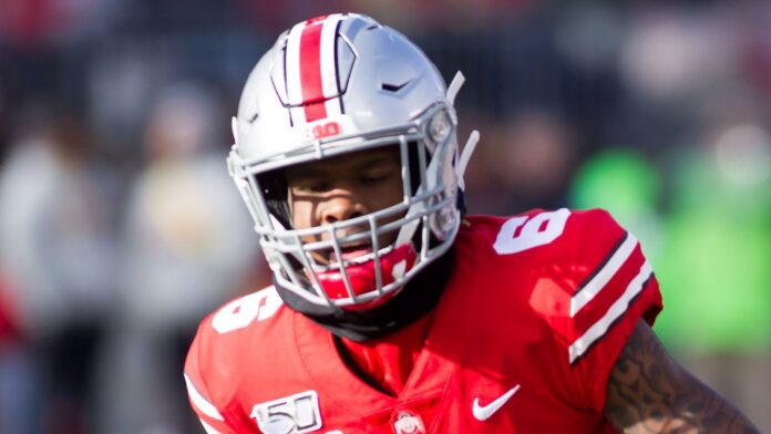 Jameson Williams during his time as a wide receiver for the Ohio State Buckeyes, where he wore jersey number 6.