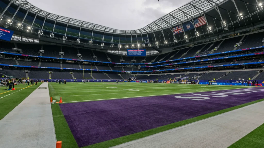 A general view of the Tottenham Hotspur Stadium ahead of the Week 5 match New York Jets vs Minnesota Vikings at Tottenham Hotspur Stadium London United Kingdom 6th October 2024