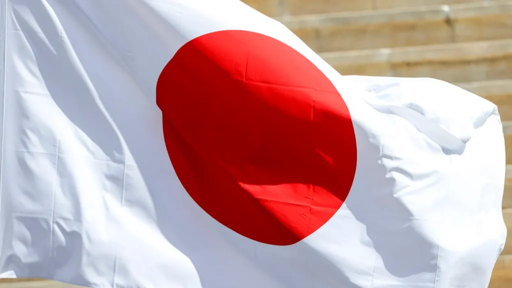 Athens Greece  March 19 2020 Olympic Flame handover ceremony for the Tokyo 2020 Summer Olympic Games at the Panathenaic Kallimarmaro Stadium Japan Flag