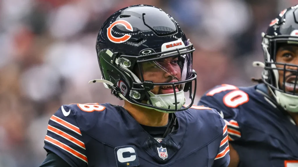 Caleb Williams of the Chicago Bears on the field