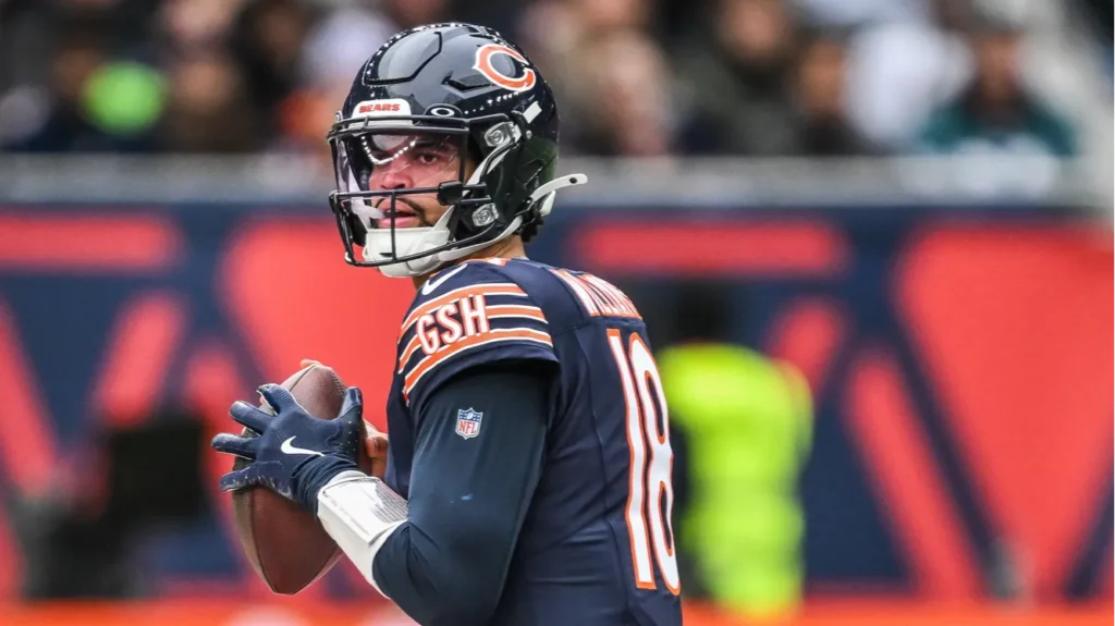 The Chicago Bears looks for a receiver down field during the Week 6 match