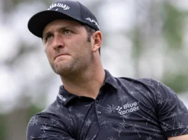 CHARLOTTE NC USA  May 4 2021 Jon Rahm hits a drive as he plays in the 2021 Wells Fargo Championship