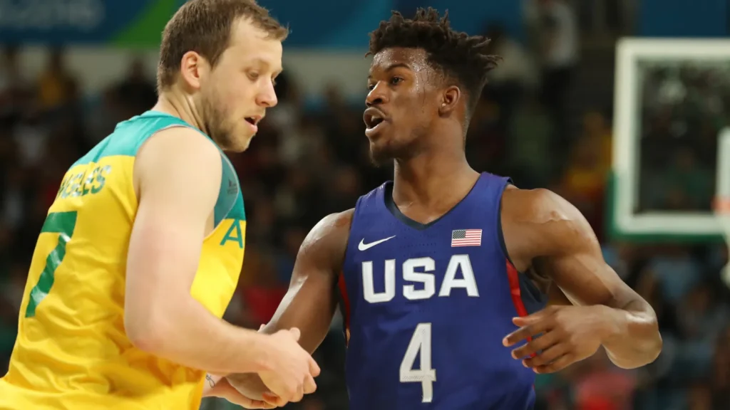 Jimmy Butler of team United States in action during group A basketball match between Team USA and Australia of the Rio 2016 Olympic Games