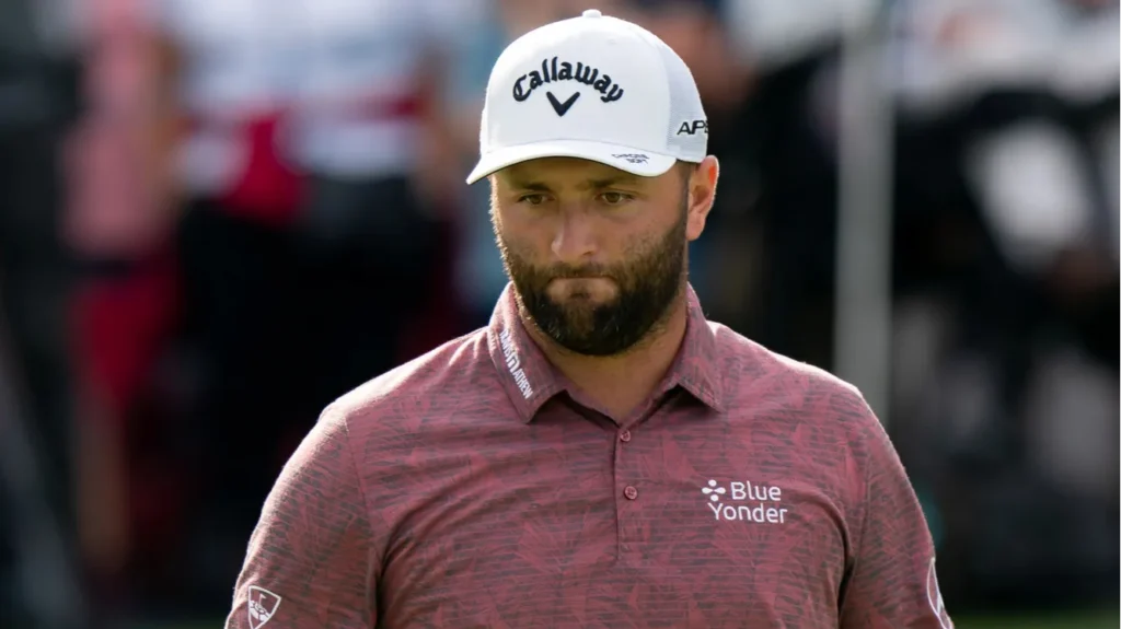 Jon Rahm ESP arrives on to the 18th green during the BMW PGA Championship 2022