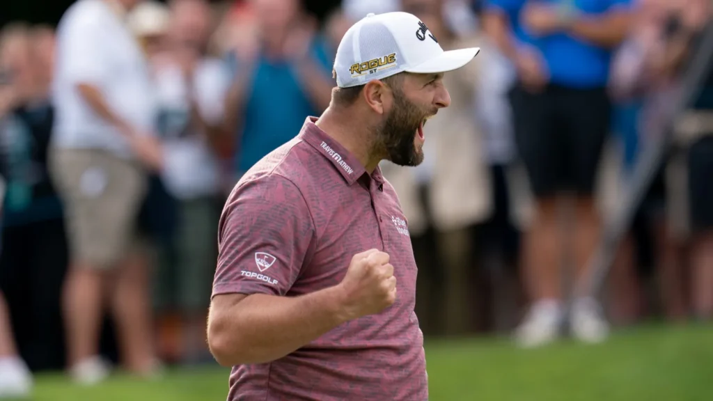 Jon Rahm celebrating