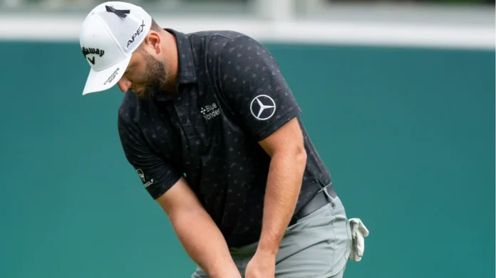 Jon Rahm ESP putts on the 18th green during the BMW PGA Championship 2022 at Wentworth Club Virginia Water United Kingdom 10th September 202 Jon Rahm ESP putts on the 18th green during the BMW PGA Championship 2022