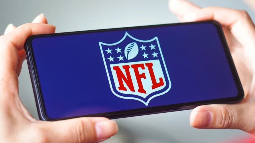 National Football League (NFL) logo is displayed on a smartphone screen.