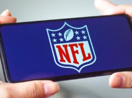 National Football League (NFL) logo is displayed on a smartphone screen.