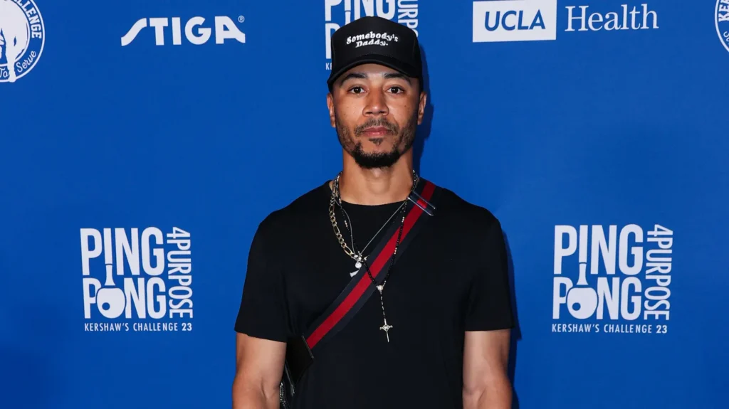 Mookie Betts arrives at Kershaws Challenge 10th Annual Ping Pong 4 Purpose 2023 Charity Event Celebrity Tournament held at Dodger Stadium on July 27 2023 in Elysian Park Los Angeles California United States